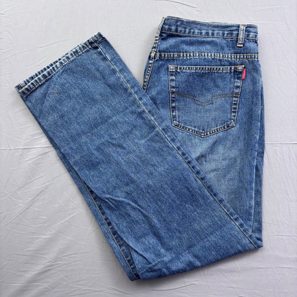 Baleno Jeans Co Womens Straight Cut Medium Wash Cotton Linen Denim Jeans Size 38